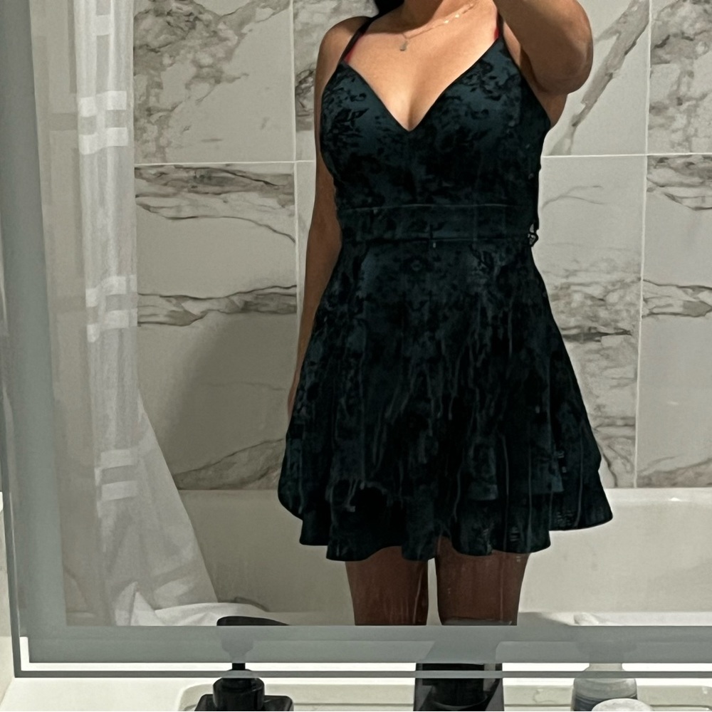 Medium hunter green and black skater dress